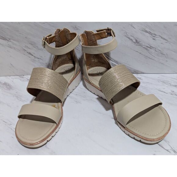Euro Sofft by Soft Women's Gold Ankle Strap Comfort Sandals Size 8 - Picture 1 of 8